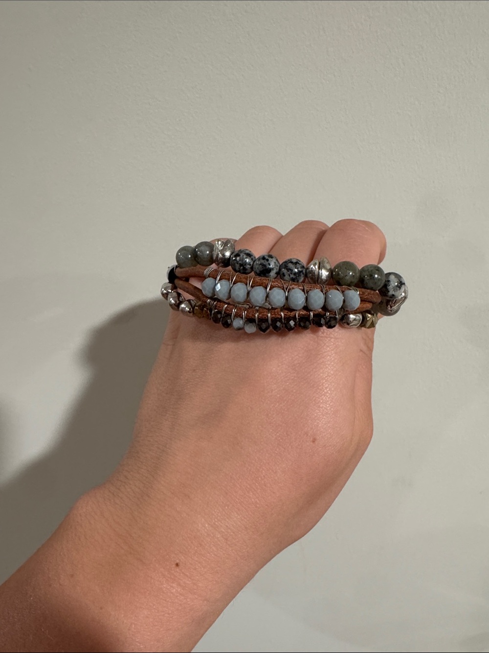 Beaded Bracelet - Black, Gray and Brown